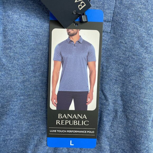 NEW Banana Republic Men's L Luxe Touch Performance Polo Shirt Blue - Picture 6 of 7